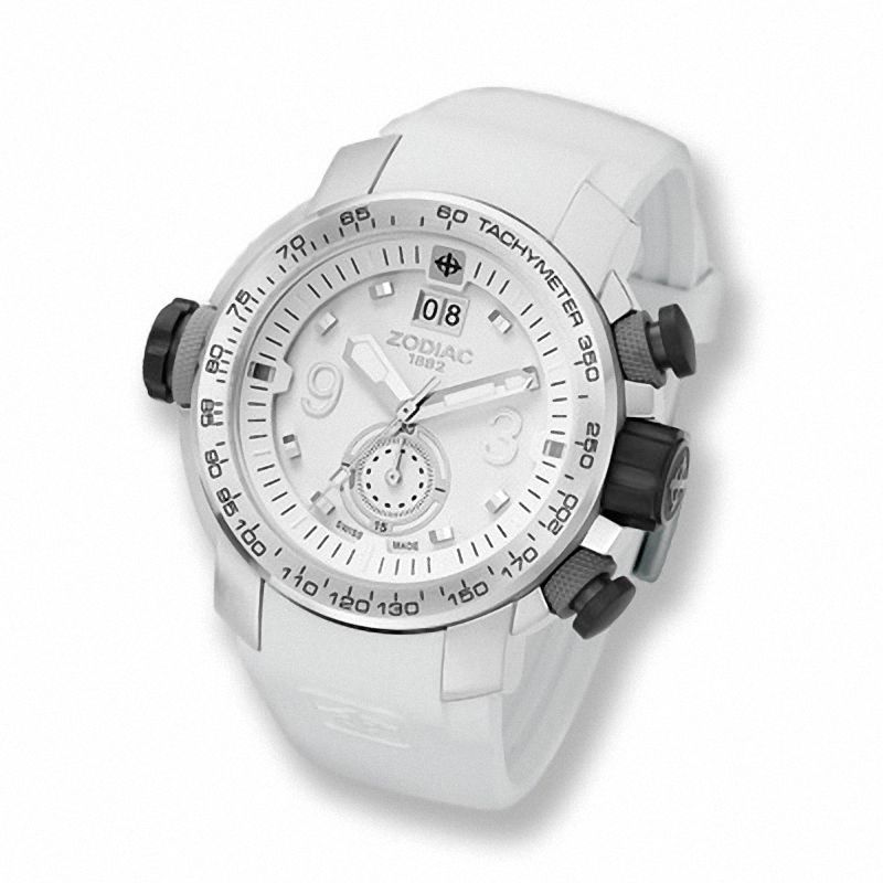Men's Zodiac ZMX 03 Watch with White Dial and White Rubber Strap (Model: ZO8511)
