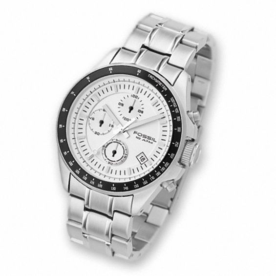 Men's' Fossil Chronograph Watch with White Dial (Model: Ch2574)