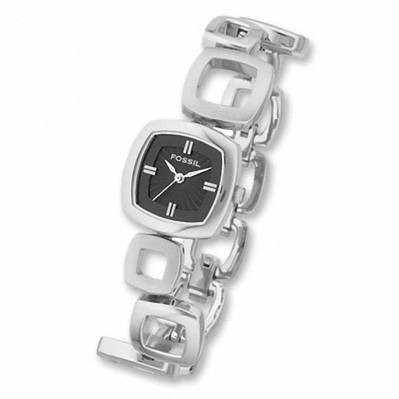 Ladies' Fossil Watch with Square Black Dial (Model: ES1884)