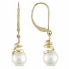 Thumbnail Image 0 of 6.0 - 6.5mm Cultured Freshwater Pearl Coil Drop Earrings in 10K Gold