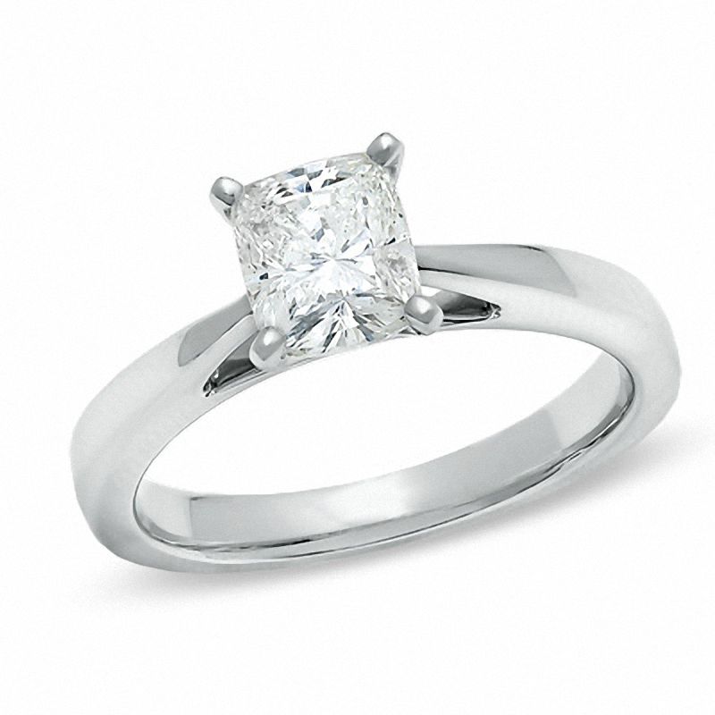 Celebration Lux® 1-1/5 CT. Cushion-Cut Diamond Solitaire Engagement Ring in 18K White Gold (H/SI2)