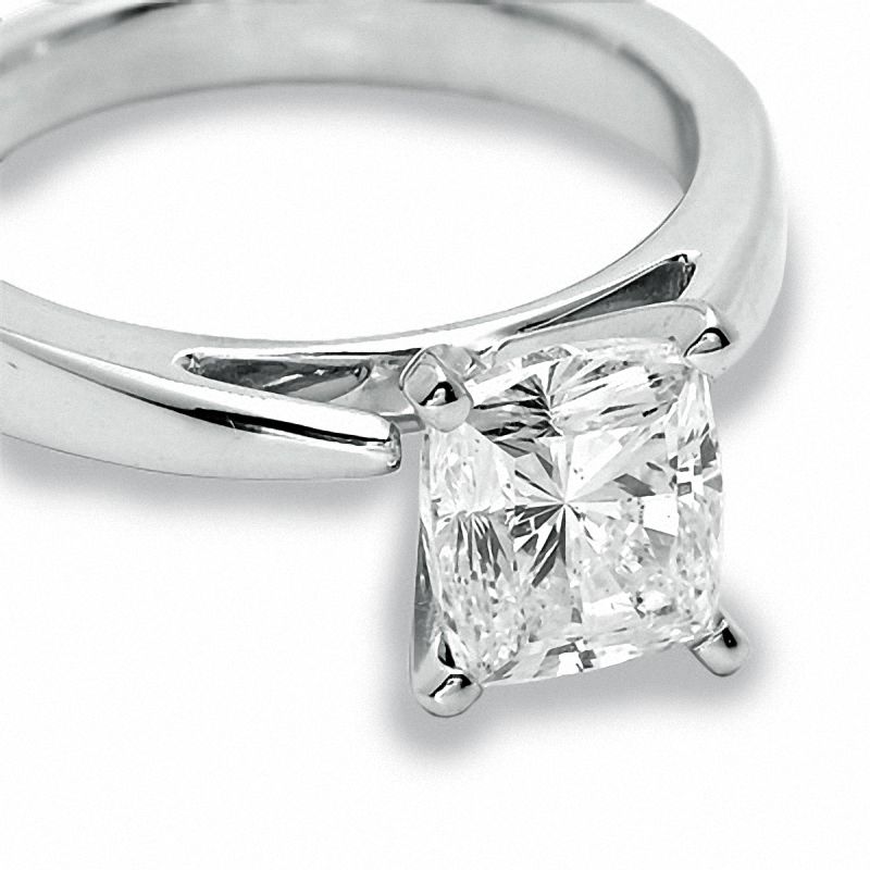 Main Image 2 of Celebration Lux® 2 CT. T.W. Cushion-Cut Certified Diamond Solitaire Engagement Ring in 18K White Gold (H/SI2)