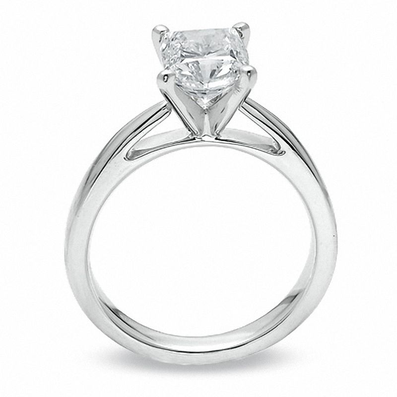 Main Image 3 of Celebration Lux® 2 CT. T.W. Cushion-Cut Certified Diamond Solitaire Engagement Ring in 18K White Gold (H/SI2)