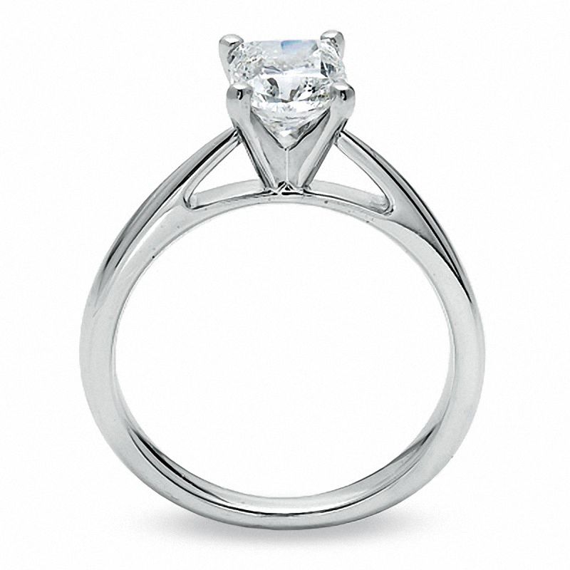 Main Image 3 of Celebration Lux® 1-1/2 CT. Cushion-Cut Certified Diamond Solitaire Engagement Ring in 18K White Gold (H/SI2)