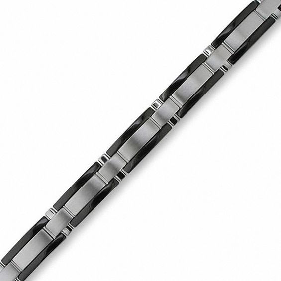 Stainless Steel Bracelet with Black IP - 8.25"