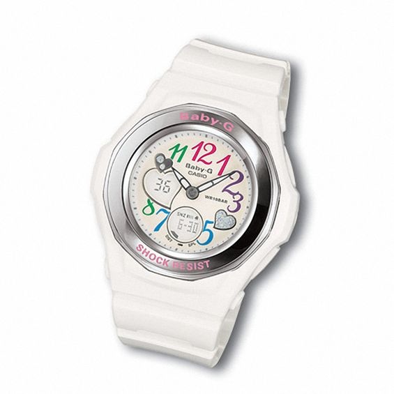Ladies Casio Multi-Colored Numbers White Baby-G Watch (Model: Bga-101-7B)