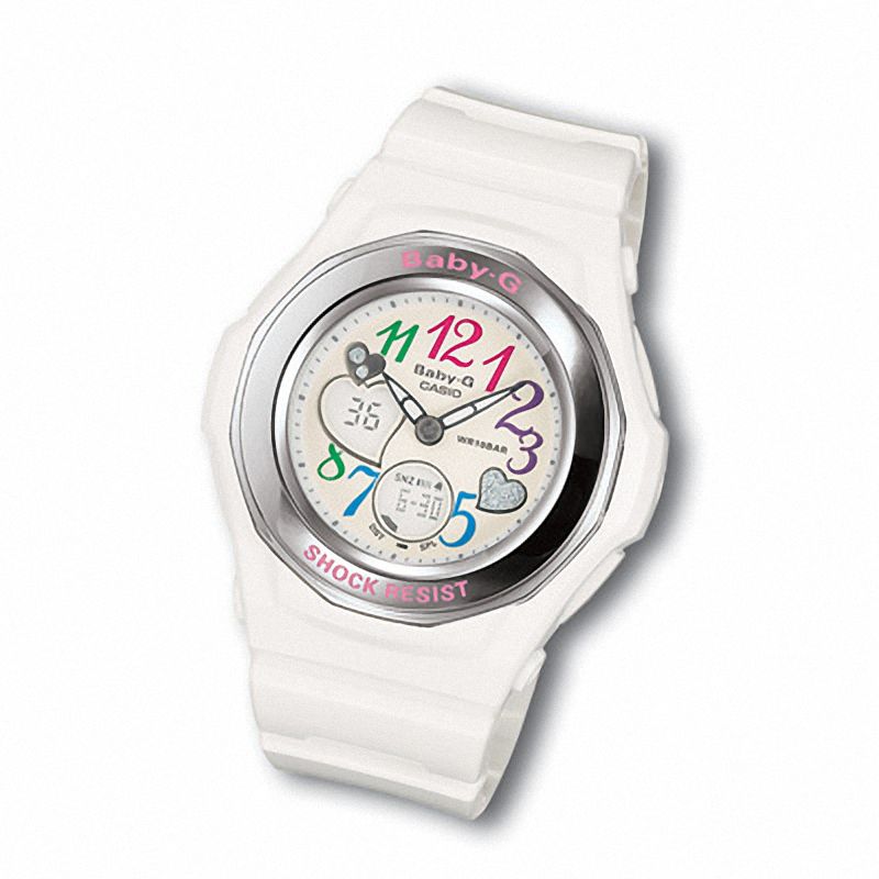 Ladies' Casio Multi-Colored Numbers White Baby-G Watch (Model: BGA-101-7B)