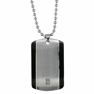 MoAndy Pendant Necklace with Stainless Steel Chain Stainless Steel Necklace Unisex Pendant Necklace Dog Tag Cubic-Zirconia 
