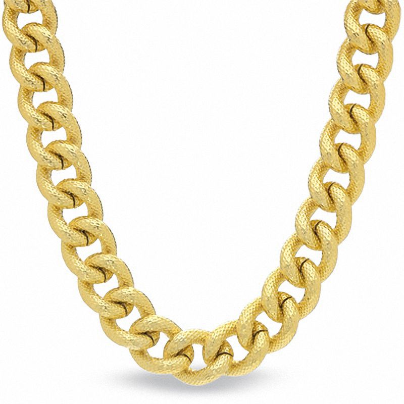 Main Image 1 of 18K Gold-Plated Brass Textured Link Necklace - 17.5&quot;