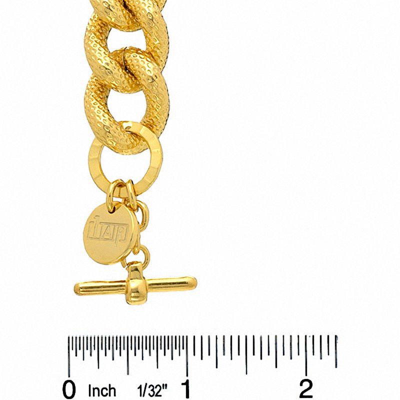 Main Image 3 of 18K Gold-Plated Brass Textured Link Necklace - 17.5&quot;
