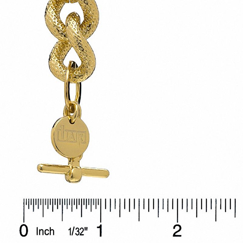 Main Image 2 of 18K Gold-Plated Brass Textured Link Bracelet - 7.5"