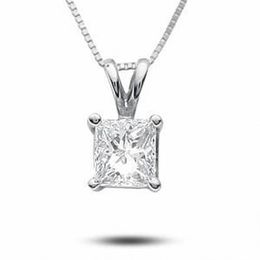 1/3 CT. T.W. Certified Princess-Cut Diamond Solitaire Pendant in Platinum (I/SI2)