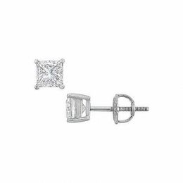 1/3 CT. T.W. Certified Princess-Cut Diamond Solitaire Stud Earrings in Platinum (I/VS2)
