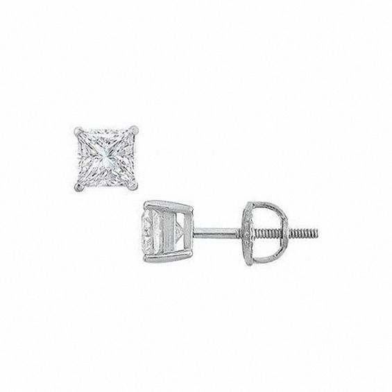 1/3 CT. T.w. Certified Princess-Cut Diamond Solitaire Stud Earrings in Platinum (I/Vs2)