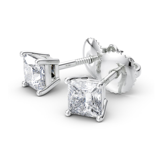 1 CT. T.w. Certified Princess-Cut Diamond Solitaire Stud Earrings in Platinum (I/Vs2)