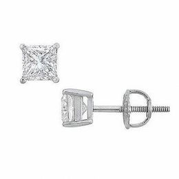 1/2 CT. T.W. Certified Princess-Cut Diamond Solitaire Stud Earrings in Platinum (I/VS2)