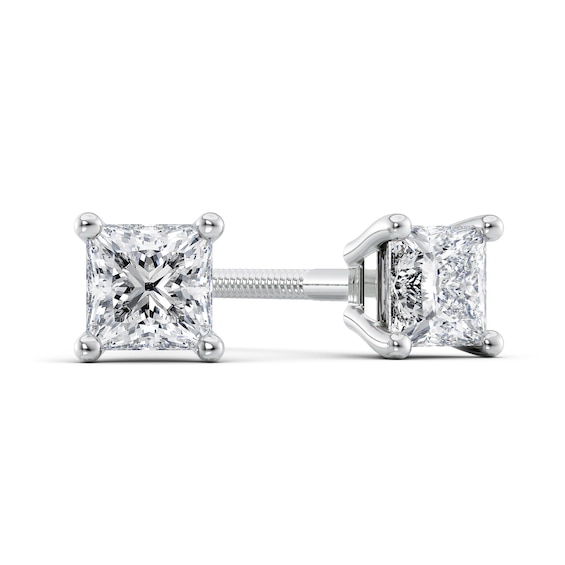 1/2 CT. T.w. Certified Princess-Cut Diamond Solitaire Stud Earrings in Platinum (I/Vs2)