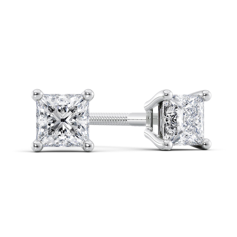 1/2 CT. T.W. Certified Princess-Cut Diamond Solitaire Stud Earrings in Platinum (I/VS2)