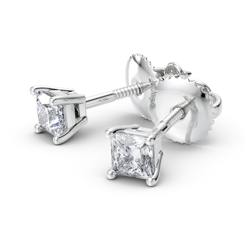 1/2 CT. T.W. Certified Princess-Cut Diamond Solitaire Stud Earrings in Platinum (I/VS2)