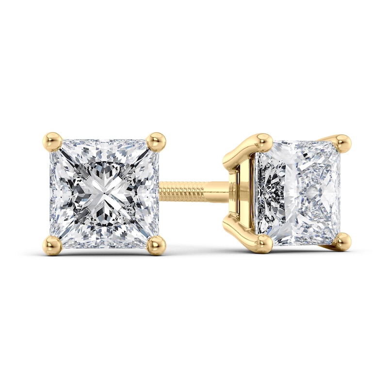 1 CT. T.W. Certified Princess-Cut Diamond Solitaire Stud Earrings in 18K Gold (I/VS2)