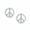 Thumbnail Image 0 of 1/4 CT. T.W. Diamond Peace Sign Stud Earrings in 10K White Gold