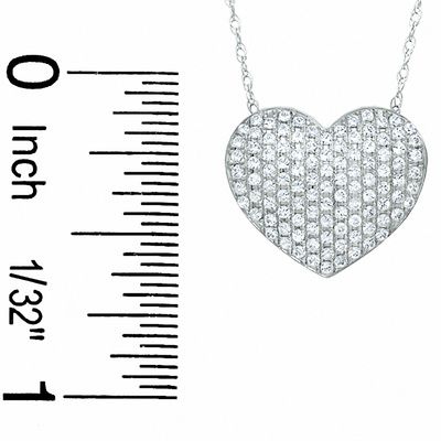 Pave puffed clearance heart necklace