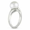 Thumbnail Image 1 of 9.0-10.0mm Button Freshwater Cultured Pearl and 1/20 CT. T.W. Diamond Bypass Ring in Sterling Silver