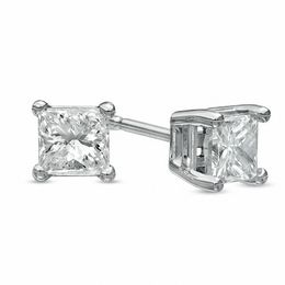 3/4 CT. T.W. Princess-Cut Diamond Solitaire Stud Earrings in 14K White Gold (J/I3)