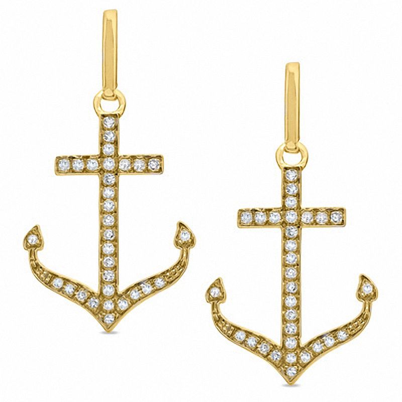 1/5 CT. T.W. Diamond Anchor Earrings in 10K Gold