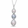 Thumbnail Image 1 of Pink and Grey Freshwater Cultured Pearl Twist Pendant in 10K White Gold with Diamond Accents