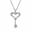 Thumbnail Image 0 of 1/20 CT. T.W. Diamond Small Heart Key Pendant in Sterling Silver