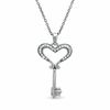 Thumbnail Image 1 of 1/20 CT. T.W. Diamond Small Heart Key Pendant in Sterling Silver