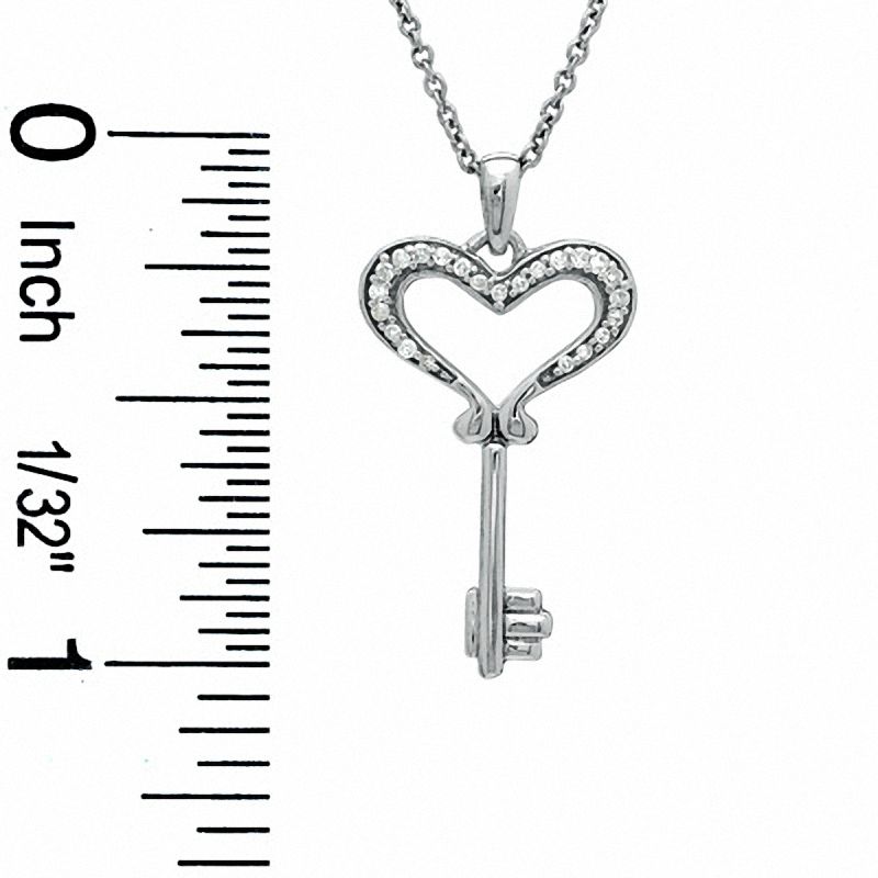 1/20 CT. T.W. Diamond Small Heart Key Pendant in Sterling Silver