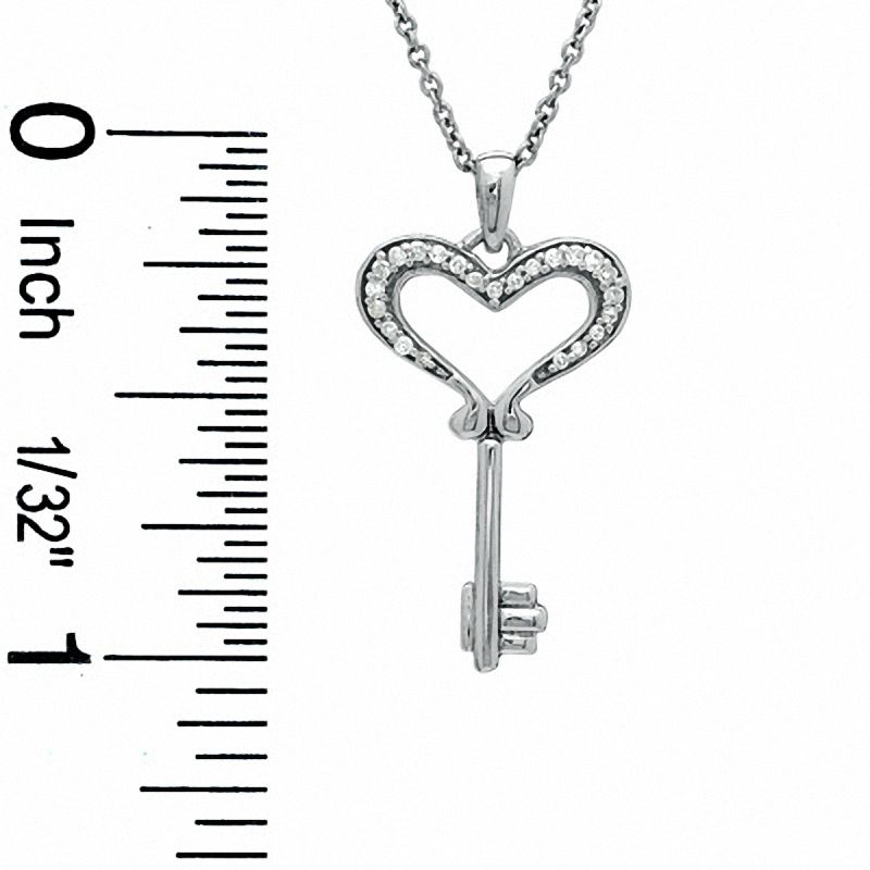 Zales 1/6 Ct. T.W. Diamond Heart-Top Key Pendant in 10K Rose Gold