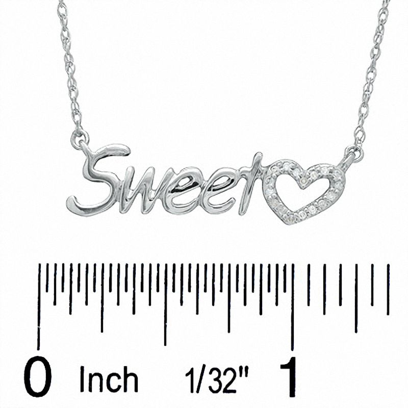 Main Image 2 of Diamond Accent Sweet Heart Necklace in Sterling Silver