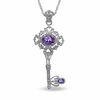 Thumbnail Image 1 of Amethyst Vintage-Style Key Pendant in Sterling Silver with Diamond Accents