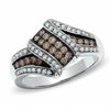 Thumbnail Image 1 of 1/2 CT. T.W. Champagne and White Diamond Knot Ring in 10K White Gold