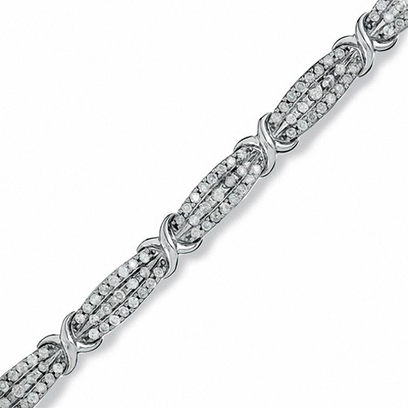 3 CT. T.W. Diamond "X" Bracelet in 10K White Gold