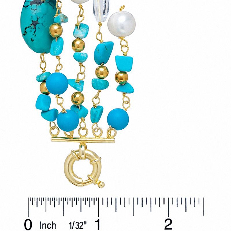 Main Image 2 of Multi-Gemstone Five-Strand Bracelet in Sterling Silver and 14K Gold Plate - 8.75"