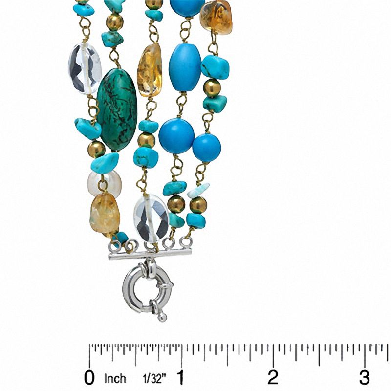Main Image 2 of Turquoise, Citrine and Pearl Five-Strand Necklace in Sterling Silver and 14K Gold Plating