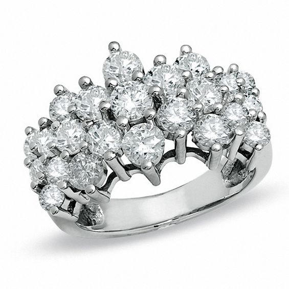 3 CT. T.w. Diamond Cluster Pyramid Band in 14K White Gold