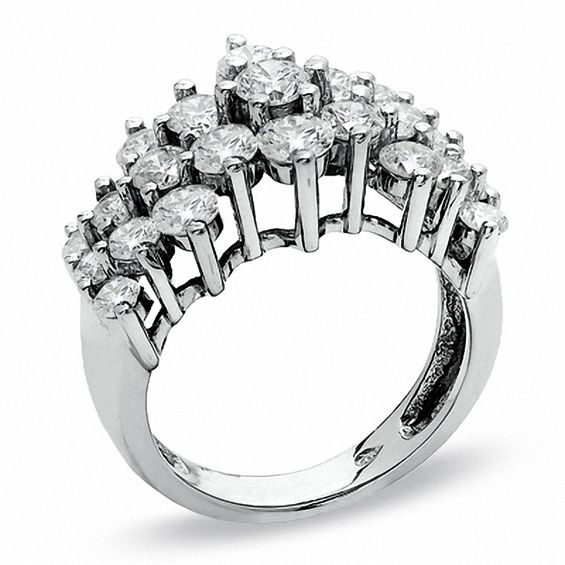 3 CT. T.w. Diamond Cluster Pyramid Band in 14K White Gold