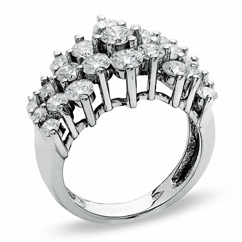 3 CT. T.W. Diamond Cluster Pyramid Band in 14K White Gold