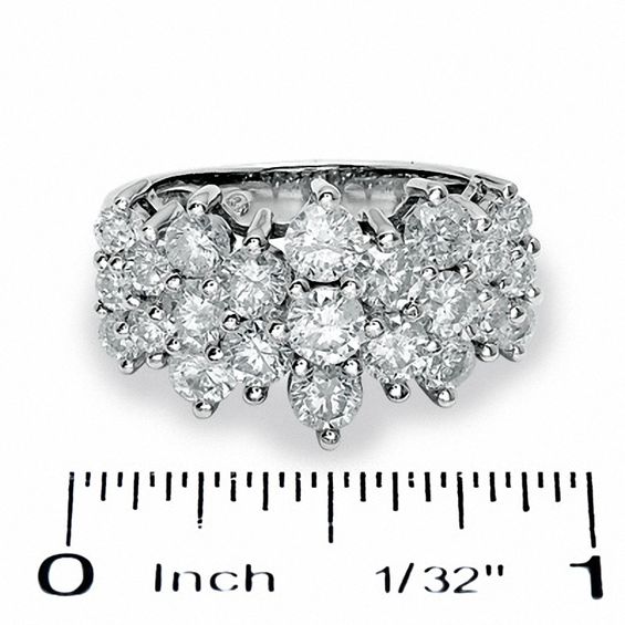 3 CT. T.w. Diamond Cluster Pyramid Band in 14K White Gold