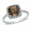 Thumbnail Image 1 of Cushion-Cut Smoky Quartz Ring in 14K White Gold with Diamond Accents