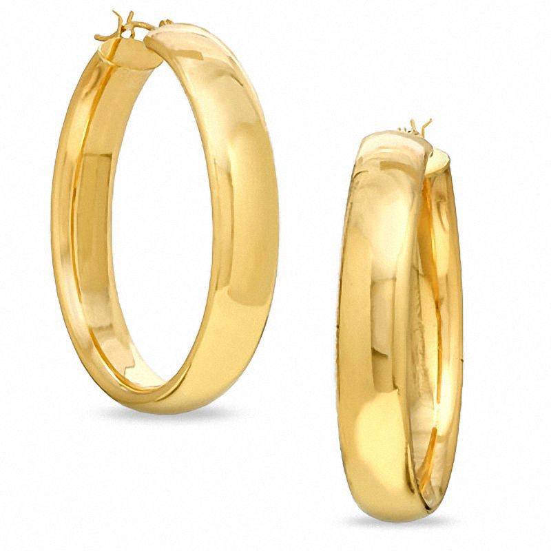 Main Image 1 of OroMagnifico™ 40mm High-Polished Hoop Earrings in 14K Gold over Sterling Silver