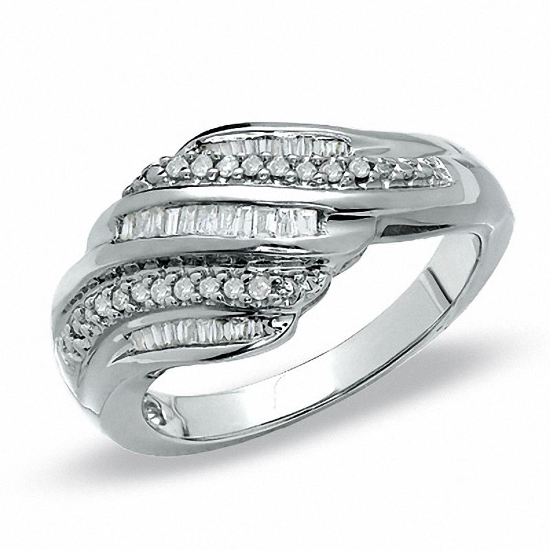 Main Image 1 of 1/4 CT. T.W. Diamond Multi-Bypass Ring in Sterling Silver