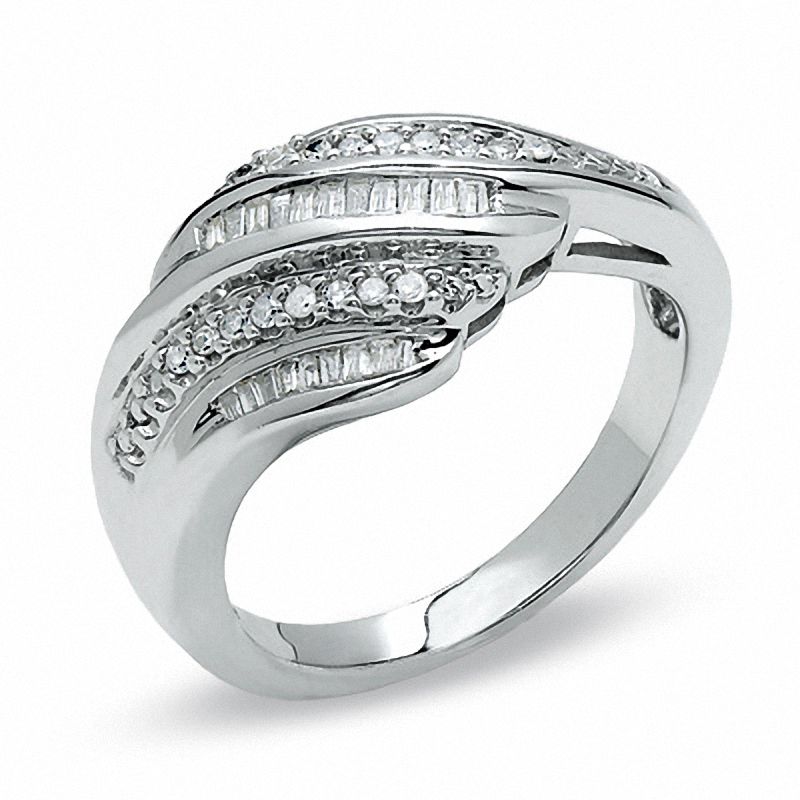 Main Image 2 of 1/4 CT. T.W. Diamond Multi-Bypass Ring in Sterling Silver