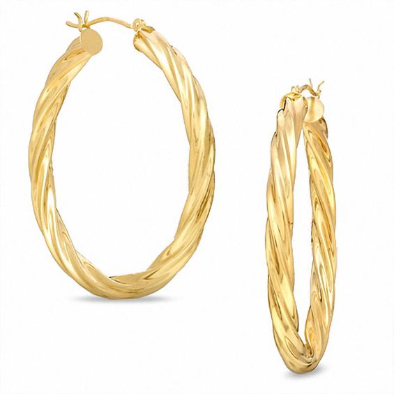 OroMagnificoâ¢ 40mm Twist Hoop Earrings in 14K Gold over Sterling Silver