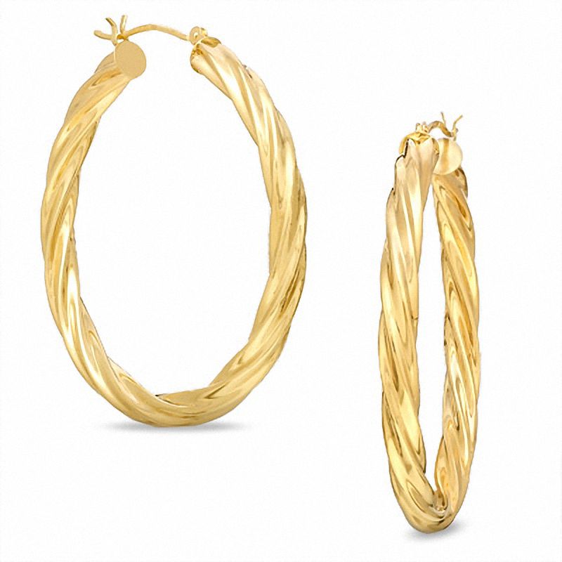 Main Image 1 of OroMagnifico™ 40mm Twist Hoop Earrings in 14K Gold over Sterling Silver